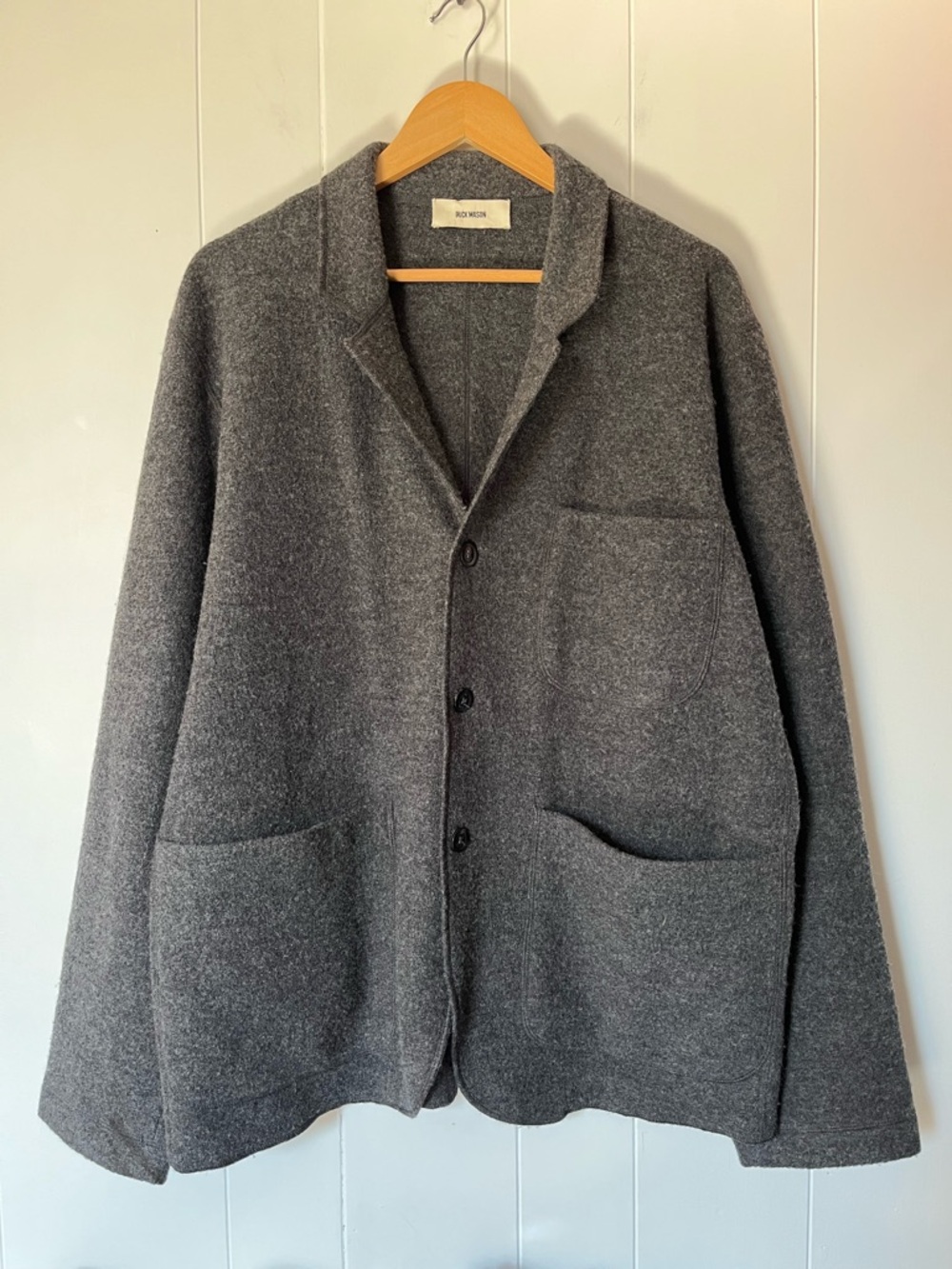 Buck Mason Felted Wool Chore Coat Grey Jacket Tailored BM16003 Merino Button